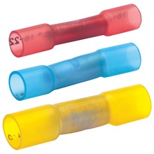 Insulated butt connectors with heat shrink insulation